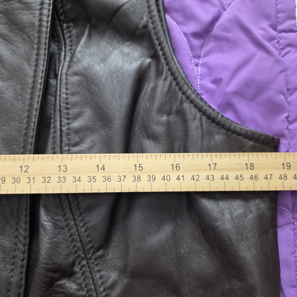 Liz Claiborne brown leather vest zip up large - Picture 8 of 10